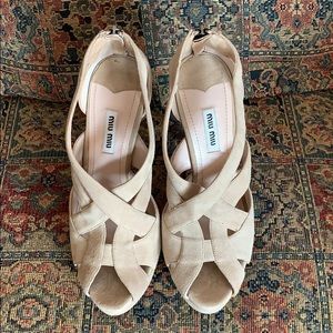 Prada Miu Miu Suede Nubuck Platform Heel Shoes 39